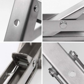 Folding Shelf Brackets 10 Inch, Heavy Duty Stainless Steel Triangle Wall Mount Collapsible Shelf Bracket for Bench Table, Shelf Hinge DIY Bracket Max Load, Packs of 2 (10 Inch)