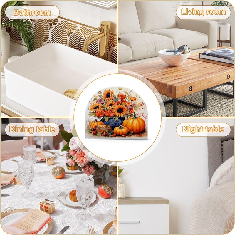 Napkin Holder Sunflower Pumpkin Crystal Clear Acrylic Napkin Holders, Paper