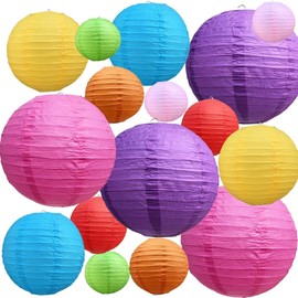 12 Packs Colorful Paper Lanterns with a Marker Pen Easy to Set Hanging Paper Lanterns Decorations Celebrations of Family, Weddings, Birthdays, Memorials, Parties.