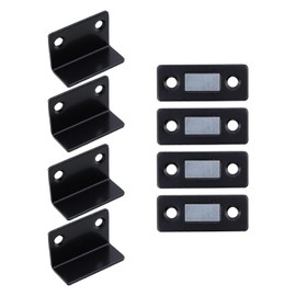 1-1/2" Cabinet Magnetic Catch 4Pcs Black, 0.08 inch Thin L-Shaped Door Magnet with Adhesive & Screws, Magnetic Closures for Tatami, Kitchen Cabinets Doors, Wardrobe