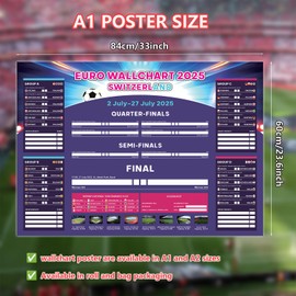 YOFANUP Womens Football Wall Chart 2025, Football Decorations 2025, Championship Fixtures Poster, Great Gifts for Family, Friends, Children (Folded-1 Pcs, A2)