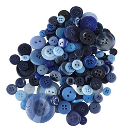 Trimming Shop Round Resin Buttons 2 & 4 Holes Assorted Mixed Colours and Sizes For Sewing Craft, Children’s Handmade Decoration, DIY Project, 100g, Mixed Blue