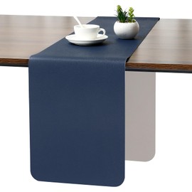 Myir JUN Table Runner, Modern Table Runner, Washable Table Runner, Outdoor Double-Sided Leather Table Runner, Waterproof, Non-Slip and Can Be Used for Decoration, 30 x 140 cm (Light Grey, Blue)