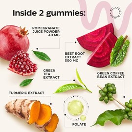 Beets for High Blood Pressure 120 Pcs (2 Pack) - Beet Root Chews with Pomegranate Juice Powder - Nitric Oxide Gummies for Energy, Cardio Health - Gumm