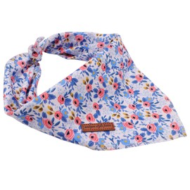 Unique style paws Dog Bandanas 1PC Washable Bibs Scarf, Pet Dog Kerchief, Cotton Triangle Dog Scarfs for Small Medium Large Girl or Boy Dogs and Cats Blue Flower