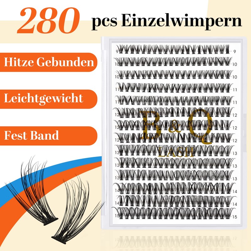 B&Q Manga Lashes Eyelash Extensions - 280 Pieces Cluster Lash,