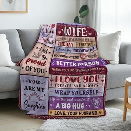 REETOOK Wife Throw Blanket Soft Flannel Wife Blankets, Cozy and Warm Wife Gift Blanket, Gifts for Wife Blanket for Birthday, Anniversary, Valentine's, and Christmas, Decorative Throw Blanket 50x60 in