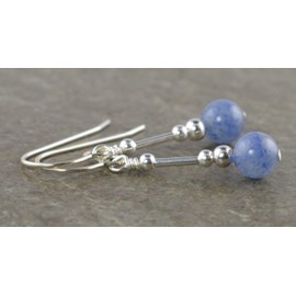 Small Blue Aventurine Gemstone & Sterling Silver Hook Drop Earrings with Gift Box