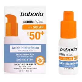 Babaria Sérum Facial con Ácido Hialurónico y FPS 50, Protección e Hidratación, 30 ml