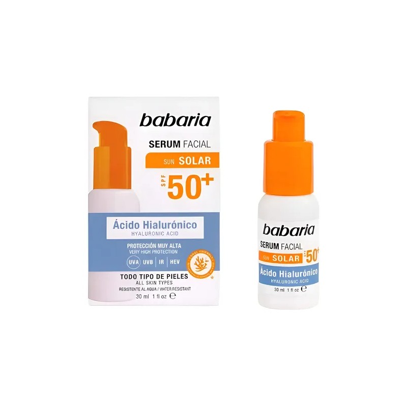 Babaria Sérum Facial con Ácido Hialurónico y FPS 50, Protección