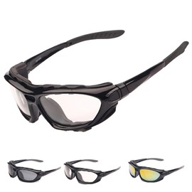 [Cherryl99] Motorcycle Goggles Protective Glasses UV Protection Windproof Dustproof Anti-Fog Sunglasses with Detachable Sponge Sports Goggles Bike Sunglasses (Transparent Version)