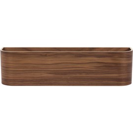 waveply Wooden Wall Mounted Display Caddy, Floating Shelf Organizer Rack, Wood Wall Pocket, Storage Basket Bin 17.7” Wide (Walnut)