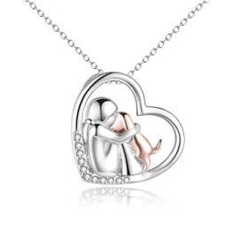 YFN Sterling Silver Pendant Necklace Dog Lovers Memorial Gifts for Women, Sterling Silver, Cubic Zirconia