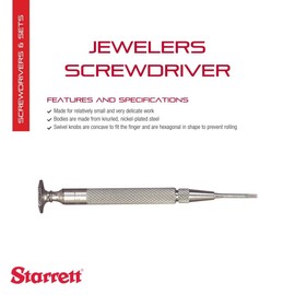 Starrett Jewelers Screwdriver with Knurled Grip and Nickel-plated Steel Bodies - Ideal for Fine, Delicate Work, and Relatively Small Work - .070" Blade Width - 555C