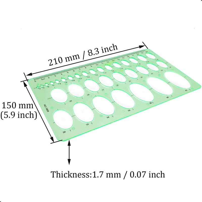 1Pcs 20cm Oval Ruler Drafting Template,Oval Line Drawing Ruler,Oval Tracing