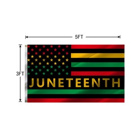Masquita Juneteenth Flag 3x5FT June 19th 1865 Independence Day Freedom African Black History Flag Indoor Outdoor Vivid Color Double-Stitched Edges and Flags with 2 Brass Grommets.