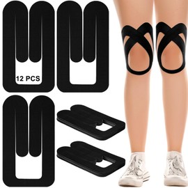 Lunmon 24 Pcs Kinesiology Tape for Knee Pre Cut Knee Tape Breathable Adhesive Sport Tape Waterproof Kinesiology Taping Ankle Gym Fitness Running Tennis Swimming Football (Black)