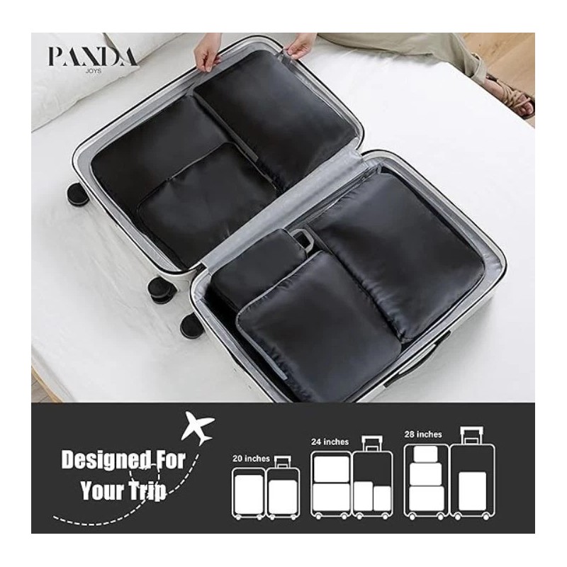 PANDA JOYS 4‑Piece Compression Packing Cubes Set –Expandable Travel Organizers