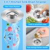 Telsitine Upgraded 3-in-1 Kitchen Sink Drain Strainer, 304 Stainless Steel