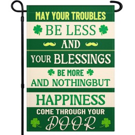St Patricks Day Garden Flags for Outside 12x18 Inch Double Sided Irish Blessing Garden Flag 3 Ply Green Shamrock Garden Flag for Outdoor Indoor House Party Yard Holiday Signs Decorations