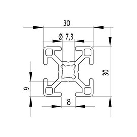 Aluminium Profile 30 x 30 B-Type Nut 8 - Standard Lengths