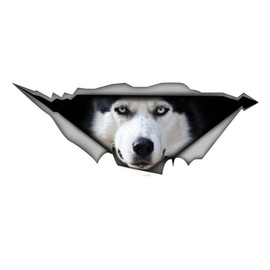 2pcs Husky Break The Wall Car Sticker, 7.87"x2.95" Funny Dog Vinyl Waterproof Decal for Car Bumper, Notebook, Guitar, A Gift for Pet Lovers |#S60415