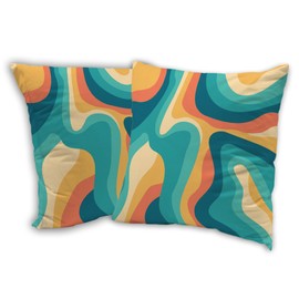 SKYDAWNY Abstract Groovy Waves Pillow Covers,Boho Geometric Throw Pillow Cases 18x18 in Decorative Double-Sided Square Pillowcases Set of 2 for Home Decor Living Room Sofa Bedroom Outdoor