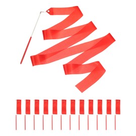 sourcing map 12PCS Red Dance Ribbon, Gymnastics Ribbon Twirling Ribbons for Birthday Party Streamers Decoration,6.6Ft Circus Carnival Ribbon with Sticks Wands