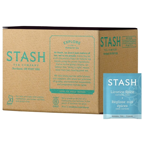 Stash Tea Licorice Spice Herbal Tea 100 Count Box of Tea Bags in Foil
