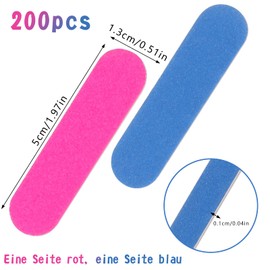 Dacitiery 200 Professional Nail Files, Professional Care Nail Files, Double-Sided Disposable Nail File 180/240 Grit, Professional Care Mini Nail Files for Gel Nails, Natural Nails, 5 x 1.3 cm