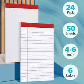 Colarr 24 Pack Legal Pads Note Pads Lined Notepad 50 Sheets Wide Ruled Writing Pads for School College Office Business (4 x 6 Inches)