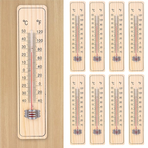 Nizirioo Room Thermometer Analogue Pack of 8, Wooden Indoor Thermometer,