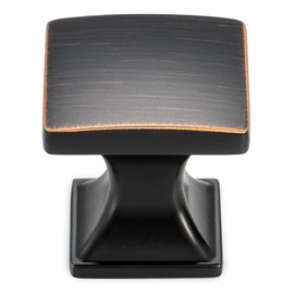 KOOFIZO Curved Square Top Cabinet Knob - Oil Rubbed Bronze Pull Handle (25mm / 0.98 Inch), 10-Pack for Kitchen Cupboard Door, Bedroom Dresser Drawer, Bathroom Wardrobe Hardware