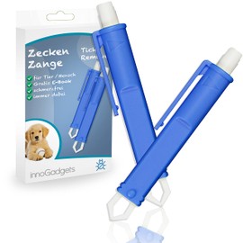 innoGadgets® Tick Tweezers [2X] | Remove Ticks in No Time | with Micro Hook | Blue