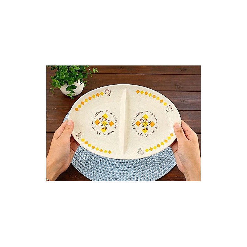 Monkey Oval Partition Plate (Western-style dishes, plates, divider dishes, children's