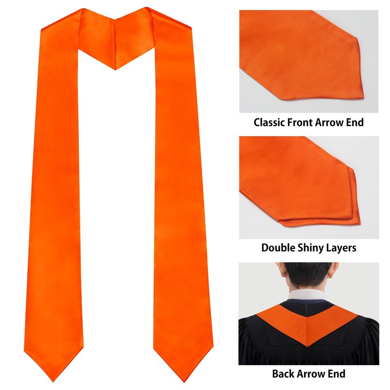 GHGMAO Unisex Adult Plain Graduation Stole Sash, Sublimation Blank Satin
