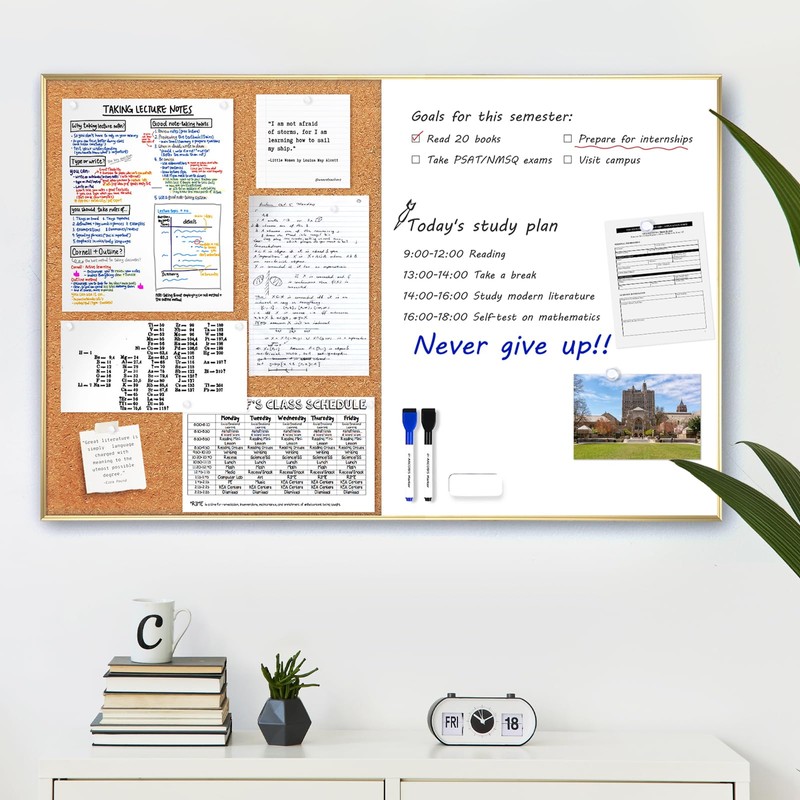 ARCOBIS Cork Board White Board Combo, 36 x 24 Inch