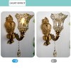 Aeyee Vintage Wall Sconce, Antique Brass Wall Light, Crystal Floral