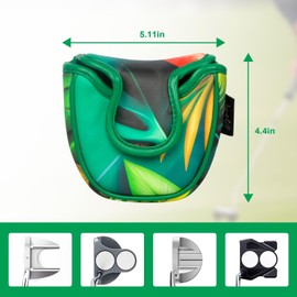 DYBEN - Magnetic Mallet Putter Cover - Cool and Funny Golf Putter Head Cover - Durable Leather Protection - Universal Fit for Mallet Putters - 5.11"L x 5.31" W