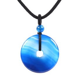 Justinstones Natural Gemstone 30mm Donut Beads Reiki Chakra Pendant Necklace Jewelry 22 Inch, Stone, Agate