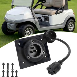 JacEnergy Golf Cart Charging Port Adapter with 120V Plug Compatible with EZGO TXT Club Car Charging Plug Part Type for Lithium Battery Conversion and On-Board Charging