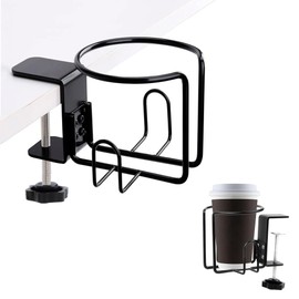 Cup Holder Desk Bottle Holder Drink Holder Table - Universal Leak-proof Ring Drink Holder Clamp Adjustable Drinking Cup Holder Clip Stainless Steel Drink Holder for Home, Pack of 1