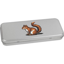 'Pixel Art Red Squirrel' Metal Hinged Stationery Tin/Storage Box (TT00229276)