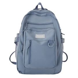 PRAGARI Kids Backpack for School Cute Aesthetic Blue Backpack Girls Student Bookbag Women Travel Lightweight Book Bag