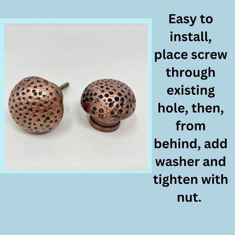 Antique Copper Hammered Knob & Cup Handle Cabinet - Drawer