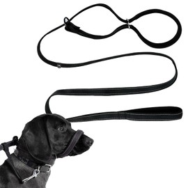 1 Pcs Figure of 8 Dog Lead, Flat Anti Pull Stop Dogs Pulling, Slip Leads Reflective with Padded Nose Supportfor Training Nylon Long Line Dog Lead for Small Medium Large Dogs
