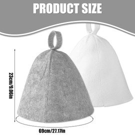 lasuroa 2pcs Sauna Hats, Felted Wool Sauna Hat Banya Sauna Cap Steam Sauna Cap Sauna Hat Set Steam Bath Sauna Shower Accessories Universal for Women Men(Grey&White)
