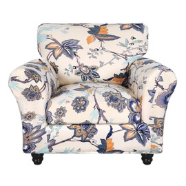 SearchI Stretch Sofa Cover Printed Couch Covers, Floral Pattern 2 Piece Armchair Slipcover with Separate Chair Cushion Cover, Washable Furniture Protector for Living Room(Armchair, Flower Pattern)