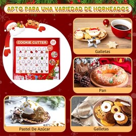 HomeChi Cortadores de Galletas Navideñas Acero Inoxidable 24 Piezas – Figuras Hombre Jengibre, Árbol, Copos Nieve, Papá Noel, Muñeco de Nieve y Más, para Repostería, Pasteles, Chocolate y Fondant