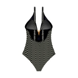 POWER FLOWER Womens One Piece Swimsuit V-Neck Swimwear Bathing Suit Slimming Beach Wear(XL, LY388-Black)